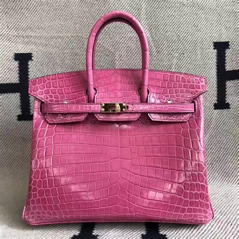 hermes crocodile pink bag|vintage Hermes crocodile bag.